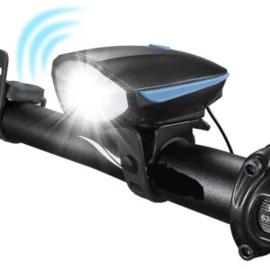 LED Bicycle Front Headlight with 3 Lighting Modes and 5 Sound Modes Fits All Bicycles for Road Cycling Mountain